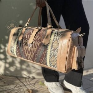 NWOT Authentic Moroccan Leather and Carpet Travel Bag